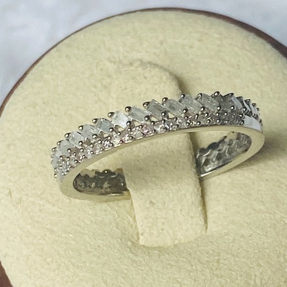 Jewelry - Natural Diamond 0.50 ctw Stackable Band Ring Platinum Over Sterling Silver Sz 9